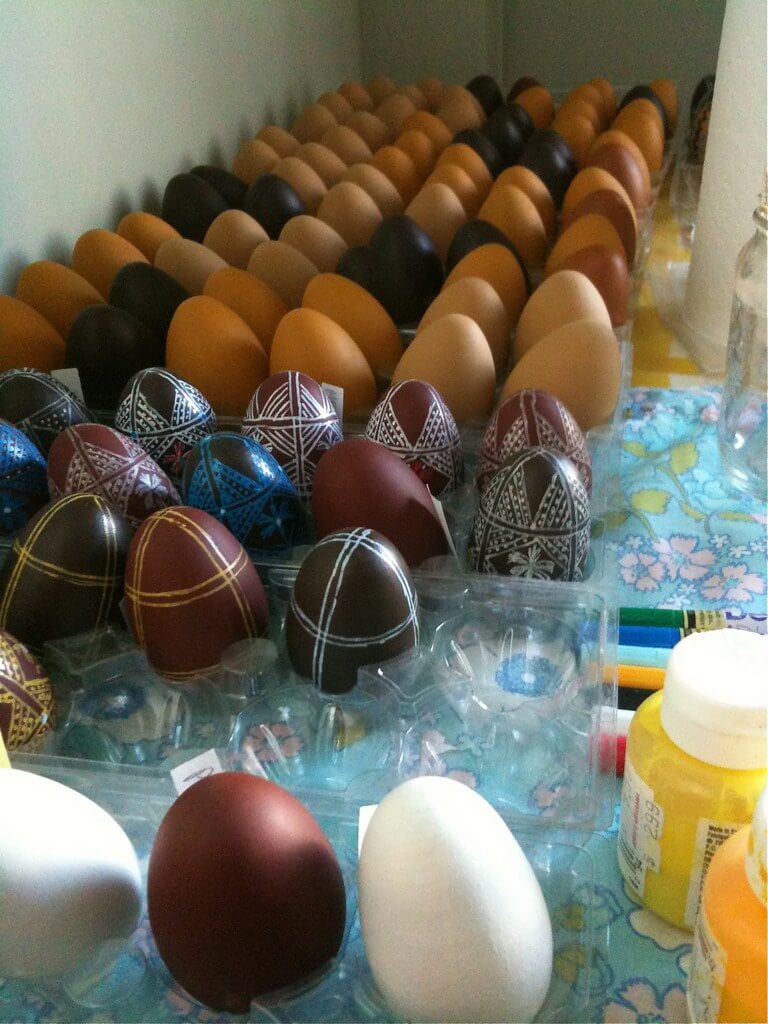 Wooden egg decorating