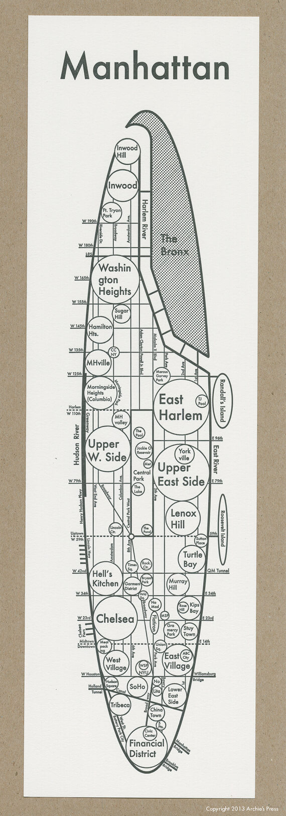 Manhattan map, by Archie's Press